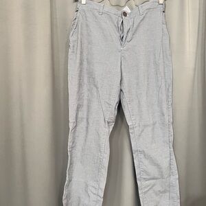 H&M Light Gray Straight-Leg Seersucker Pant